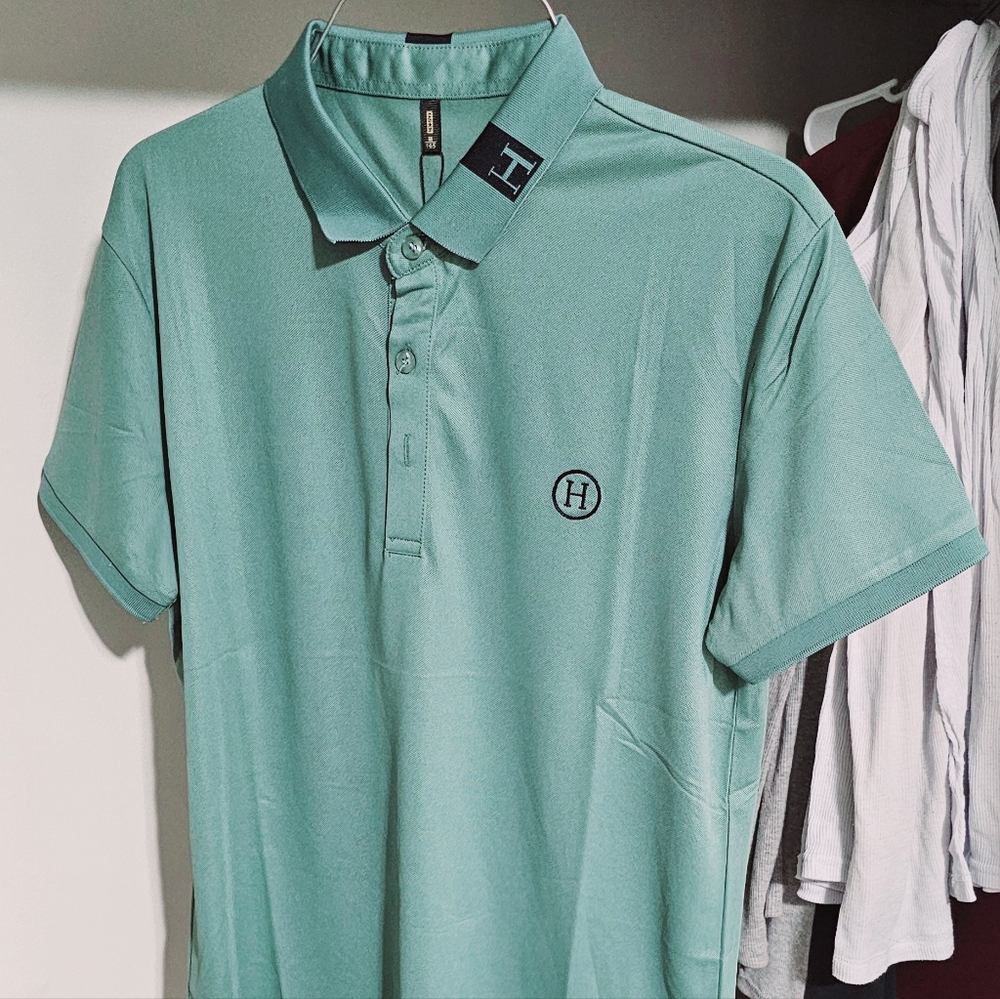 New Arrival Summer T-shirt Men Short Sleeve Slim Fit Tshirts Turn-down Collar Go